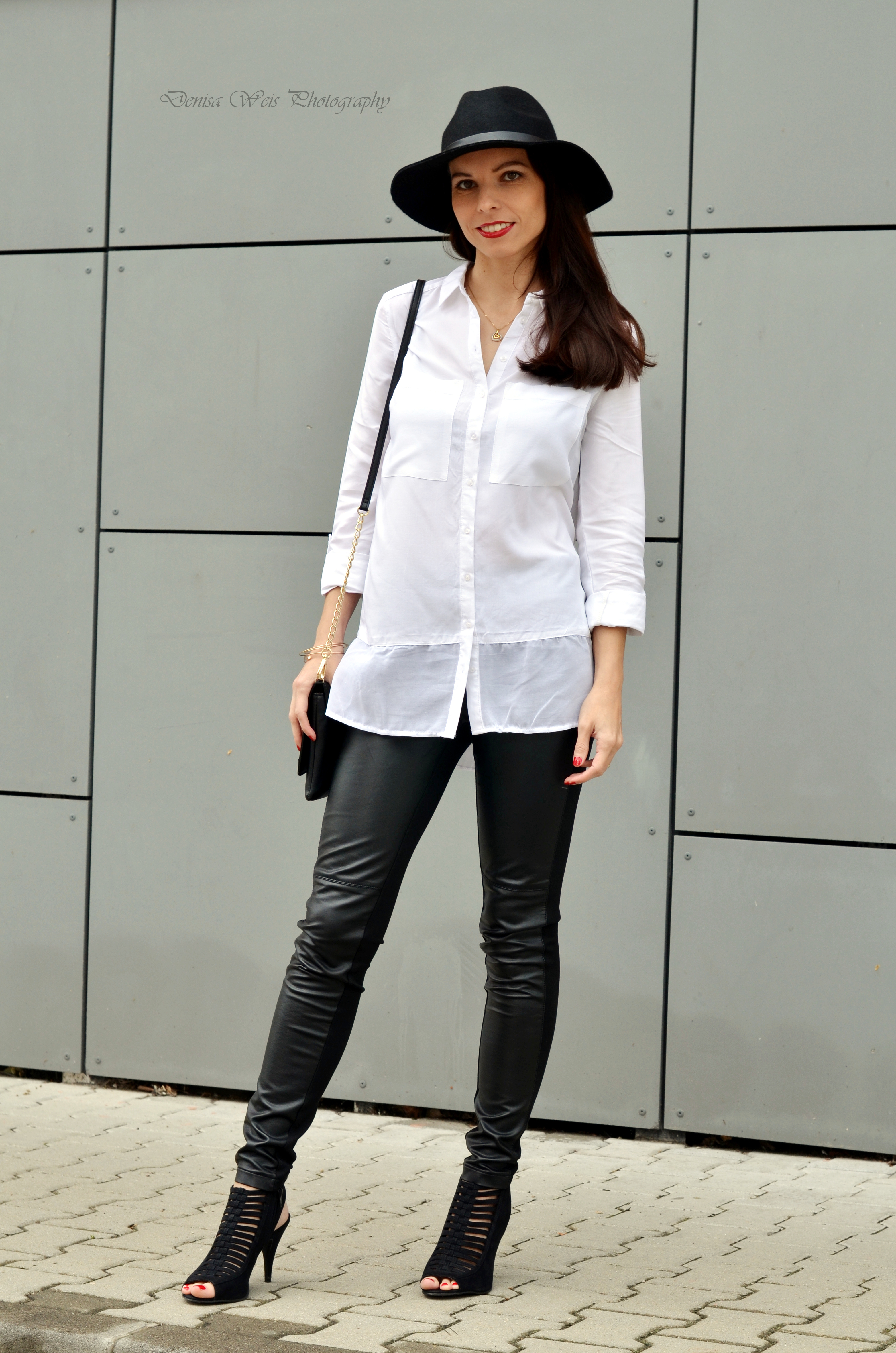 White Shirt & Black Leggings - Tina Chic