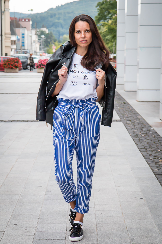 Blue Striped Pants - Tina Chic