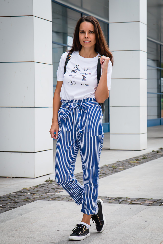 Striped blue clearance pants